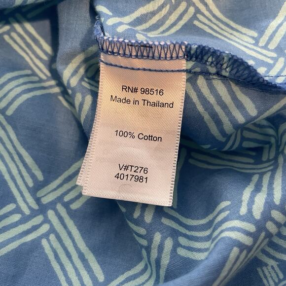 Coldwater Creek Blue Geometric Print Cotton Popover Top Size 2X Lightweight Boho - Picture 6 of 12